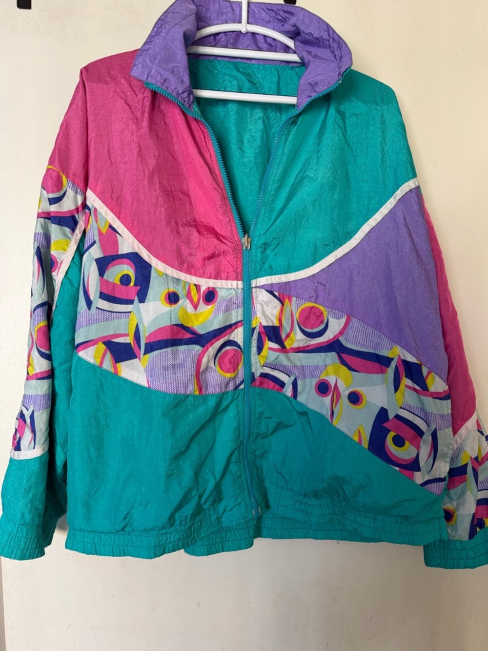 Reversible Colorblock Windbreaker Jacket 90s Casual Isle Size L
